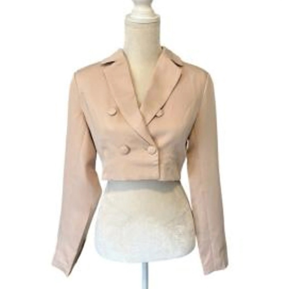 PrettyLittleThing Cropped Double Breasted Blazer in Stone US8/UK12.          NWT